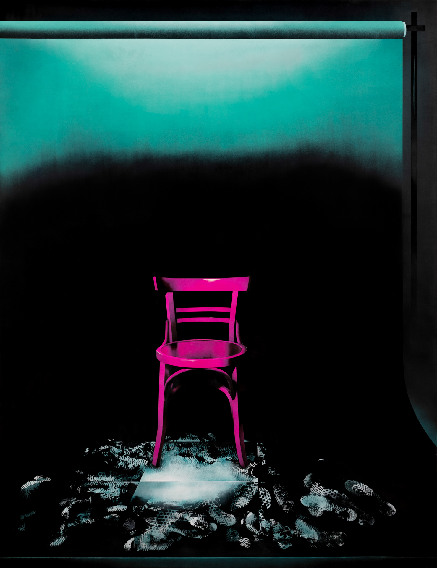 De la serie <b><i>El lugar de la espera</b></i>. 2019</h2>. 195 x 150 cm. T. Mixta / Aluminio.
				(Acrílico y resina epoxi / Aluminio).
			