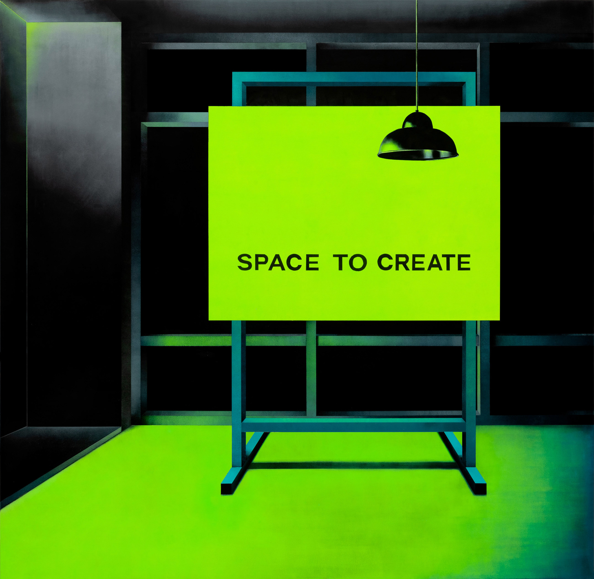 De la serie <b><i>El lugar de la espera</b></i>. 2021. 180 x 185 cm. T. Mixta / Aluminio.
				(Acrílico y resina epoxi / Aluminio).
			