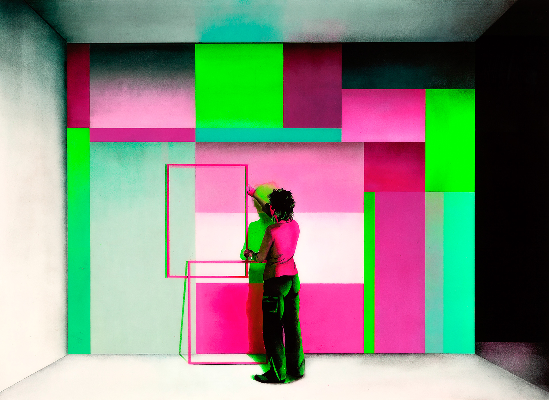 De la serie Ángulos del Vacío. Técnica mixta / aluminio, 73X100 cm. 2016 